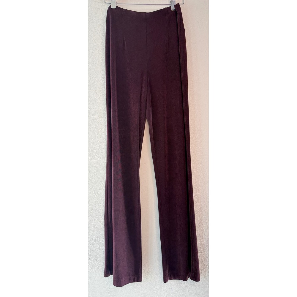 Chicos Travelers Plum Purple Slinky Knit Pants Pull On Elastic Waist Prep Med - Picture 3 of 10